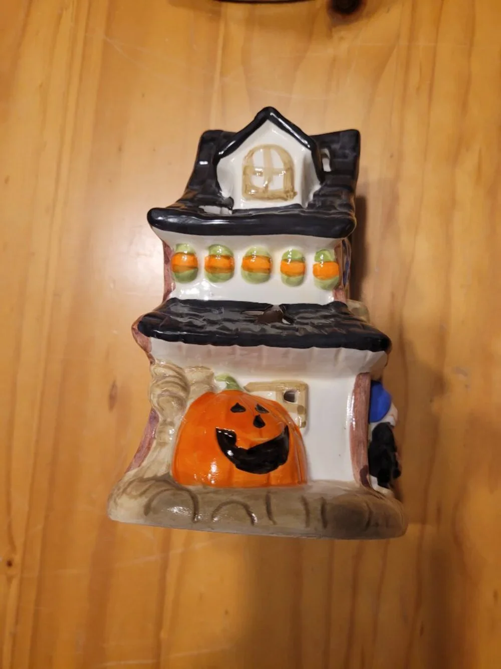 Halloween House Ceramic Candle Holder Witches, Bats Pumpkin